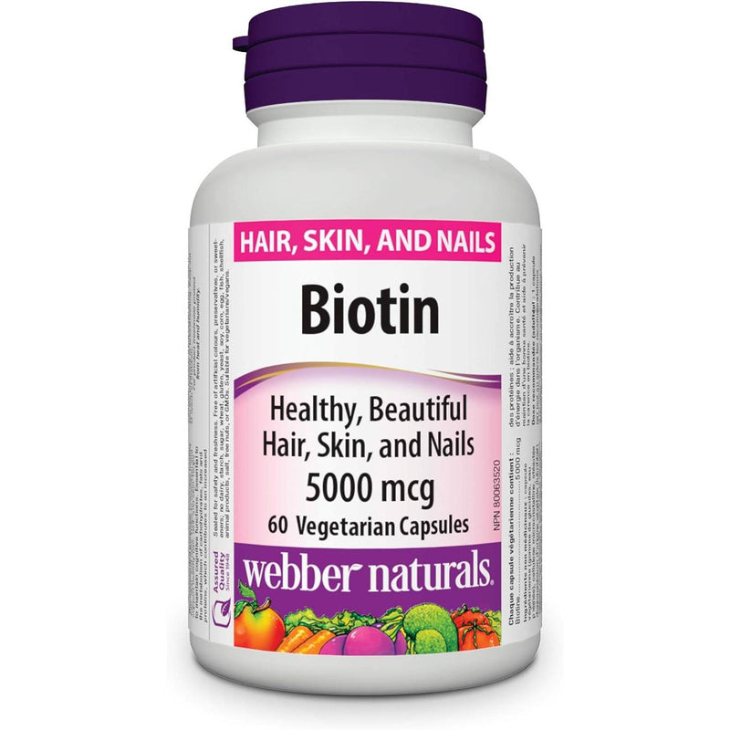 Webber Naturals Biotin 5000 mcg 60 vegetarian capsules