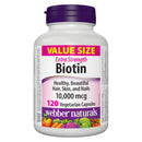 Webber Naturals Extra Strength Biotin 10,000 mcg - 120 vegetarian capsules - Vitamin B