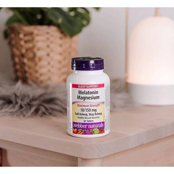 Webber Naturals Melatonin Magnesium Maximum Strength 10/150 mg 60 Tablets