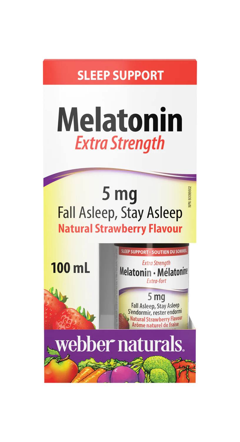 Webber Naturals Melatonin Extra Strength 5 mg 100mL / Natural Strawberry