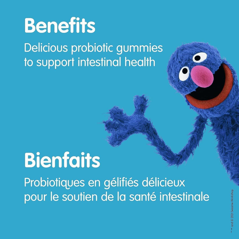 Webber Naturals Sesame Street Healthy Tummy Probiotic 1 Billion Active Cells - 50 vegetarian Gummies Mixed Berry - - Probiotics