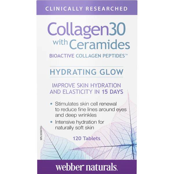 Webber Naturals Collagen30® with Ceramides Bioactive Collagen Peptides 120 Tablets