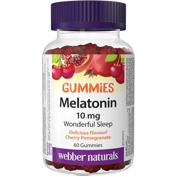 Webber Naturals Melatonin 10 mg 60 Gummies / Cherry Pomegranate