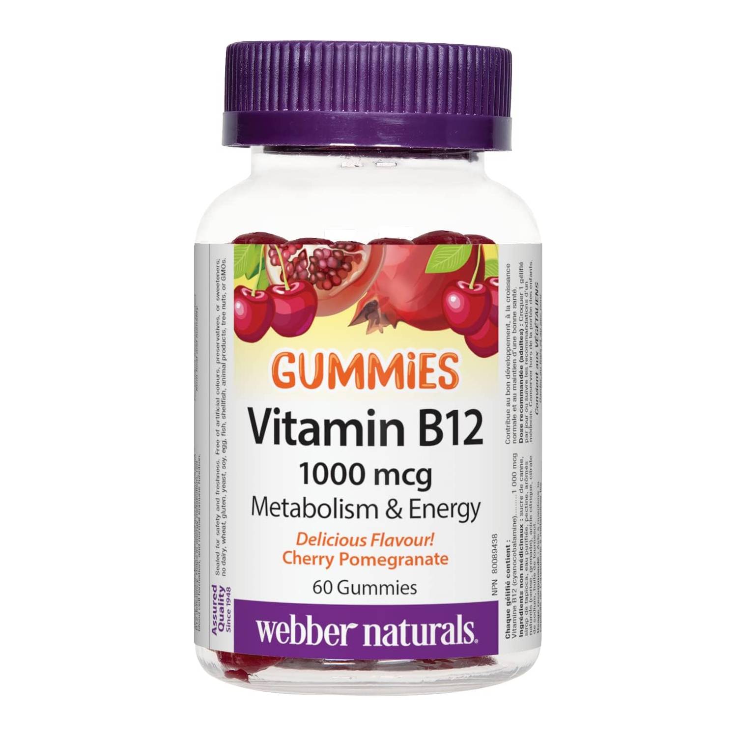 Webber Naturals Vitamin B12 1000 mcg Gummies 60 Gummies / Cherry Pomegranate