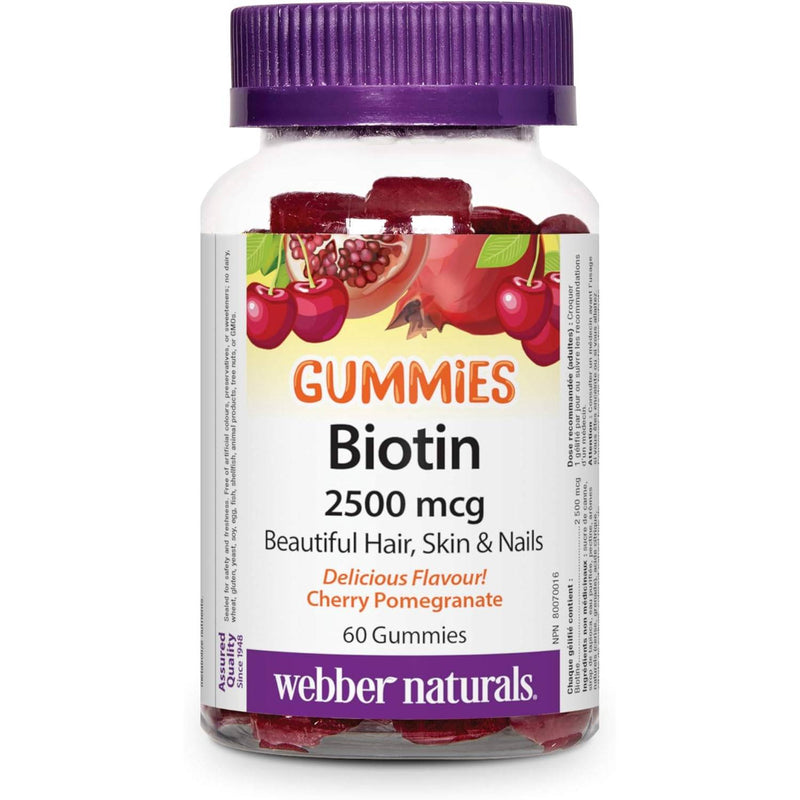 Webber Naturals Biotin 2500 mcg Gummies 60 Gummies / Cherry Pomegranate