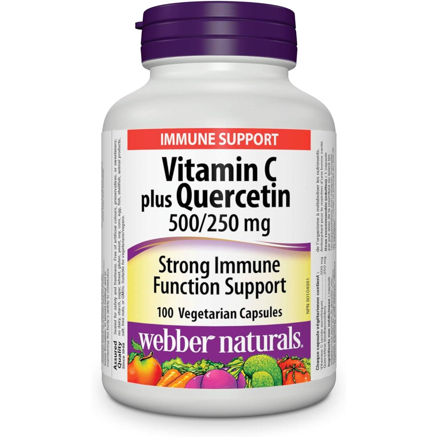Webber Naturals Vitamin C Plus Quercetin 500/250 mg 100 vegetarian capsules