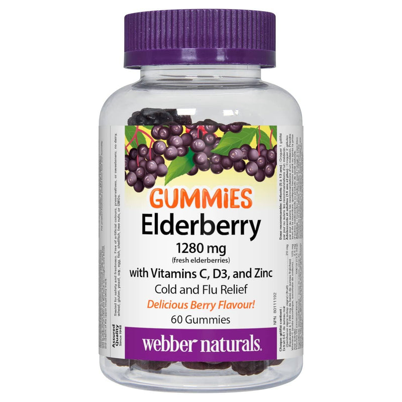 Webber Naturals Elderberry Gummies with Vitamins C, D3, and Zinc 60 Gummies
