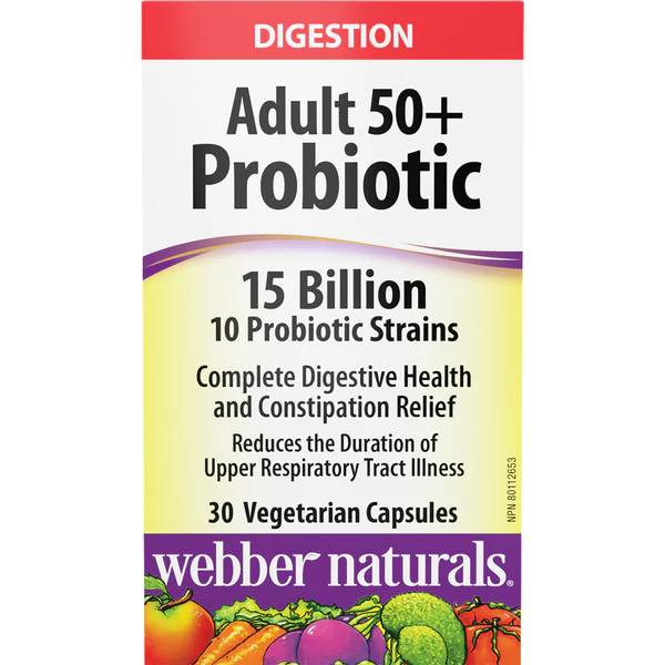 Webber Naturals Adult 50+ Probiotic 15 Billion - 30 vegetarian capsules - Probiotics