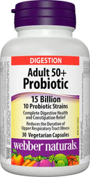 Webber Naturals Adult 50+ Probiotic 15 Billion - 30 vegetarian capsules - Probiotics