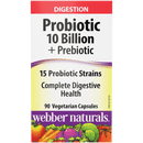 Webber Naturals Probiotic 10 Billion + Prebiotic - 90 vegetarian capsules - Probiotics