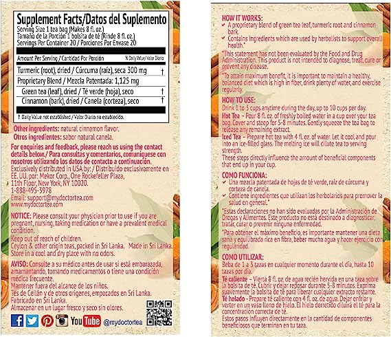 Dr. Tea Turmeric With Cinnamon Flavor - - Tea