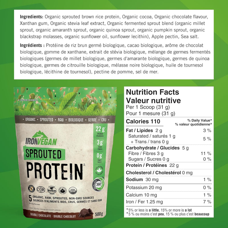 Iron Vegan Sprouted Protein - Chocolate 500g - Protein Powder