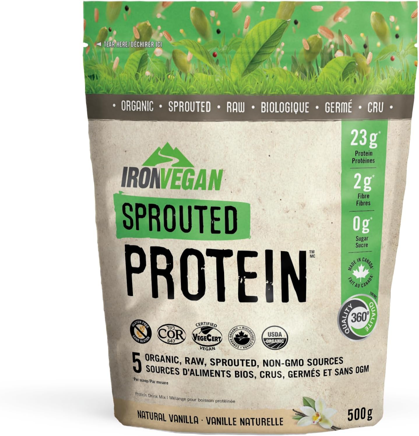 Iron Vegan Sprouted Protein - Vanilla 500g - Protein Powder