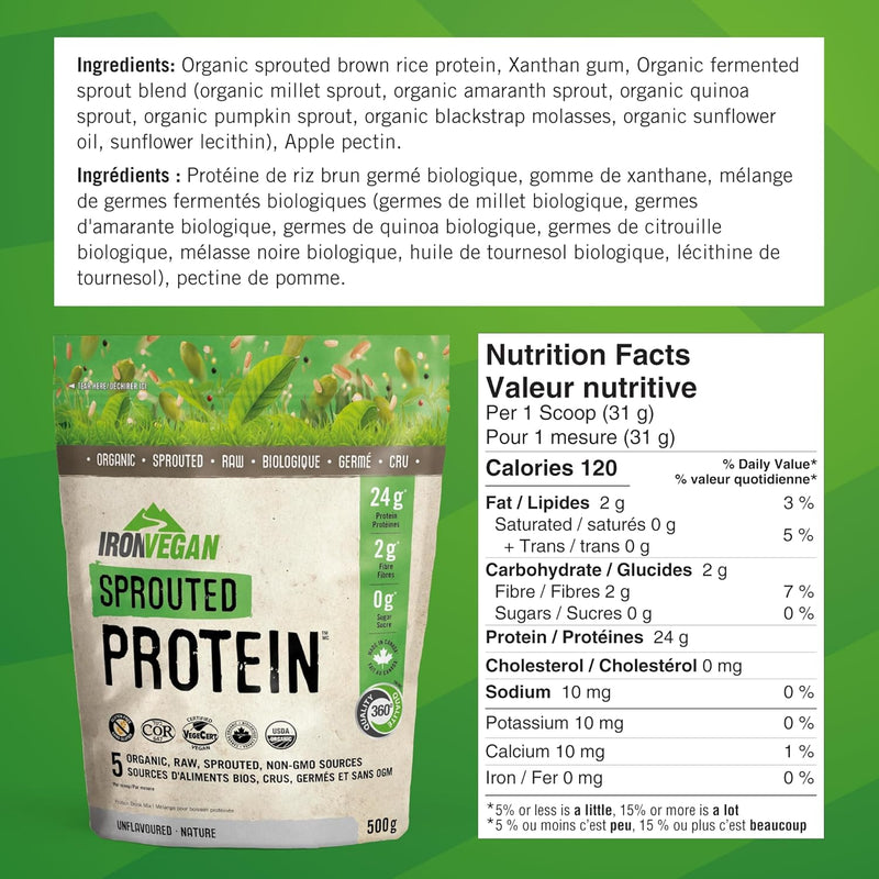 Iron Vegan Sprouted Protein - Unflavoured 500g - Protein Powder