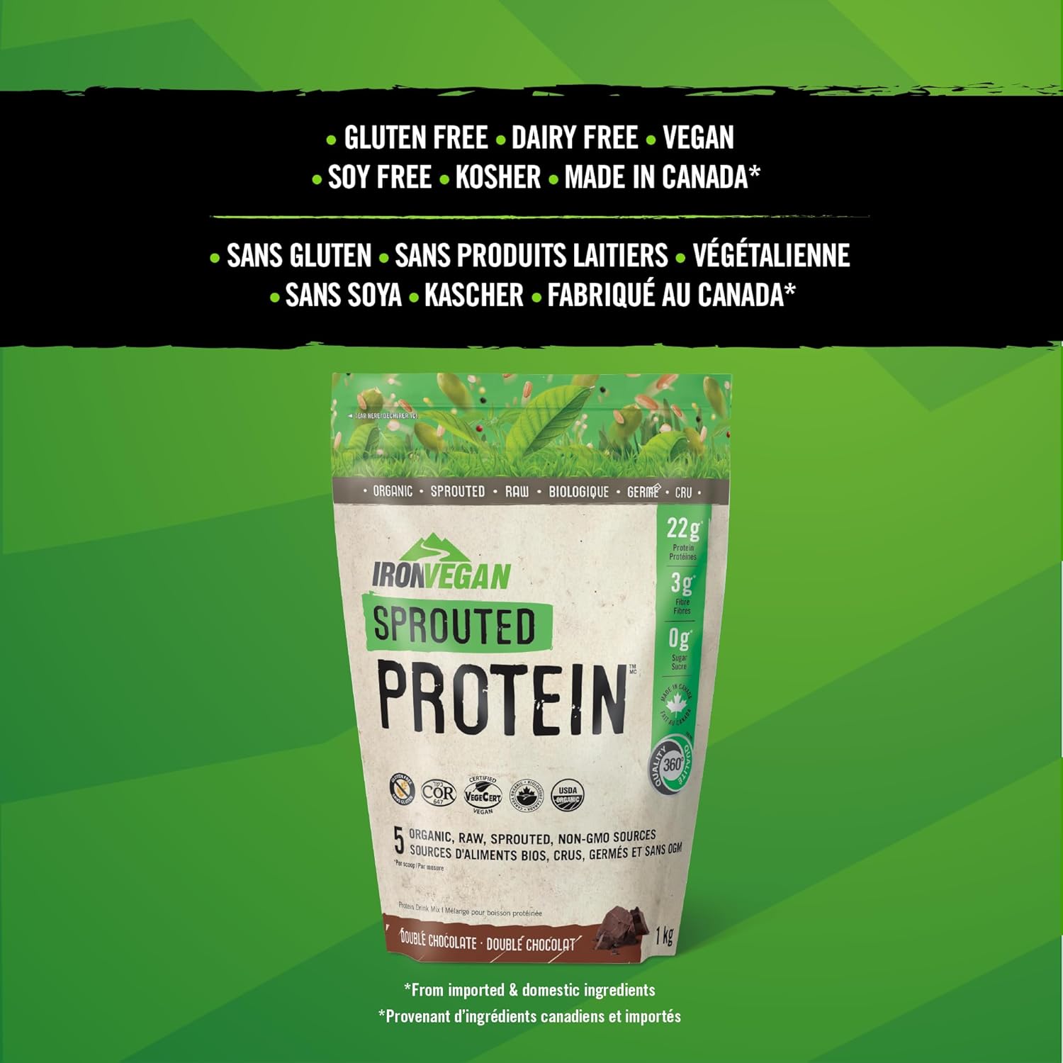 Iron Vegan Sprouted Protein - Chocolate 1kg - Protein Powder