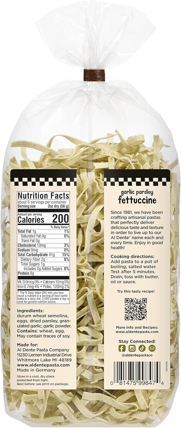 Al Dente Pasta Garlic Parsley Fettuccine - Garlic Parsley 12 Oz - - Pasta