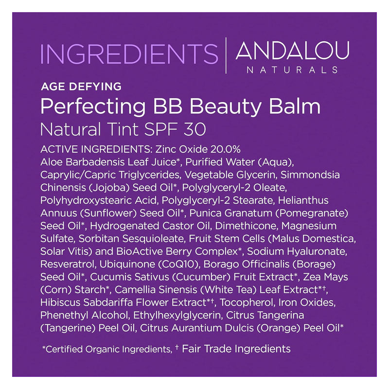 Andalou Naturals Perfecting BB Natural Tint SPF 30 - 58 ml - Sunscreen