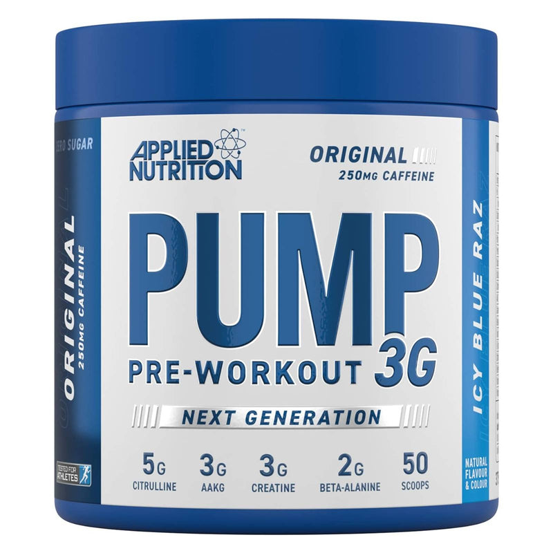 Applied Nutrition Pump 3G Pre-Workout (Caffeine Free) - Icy Blue Raz 25 Servings - Pre-Workout