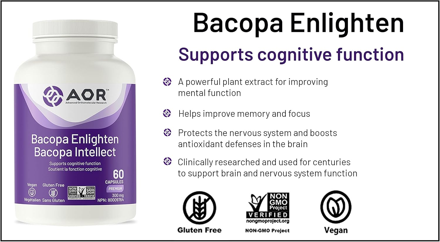 AOR Bacopa Enlighten - 60 capsules - Herbals