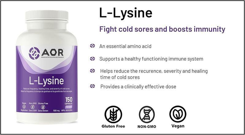 AOR L-Lysine 500mg - - Amino Acids