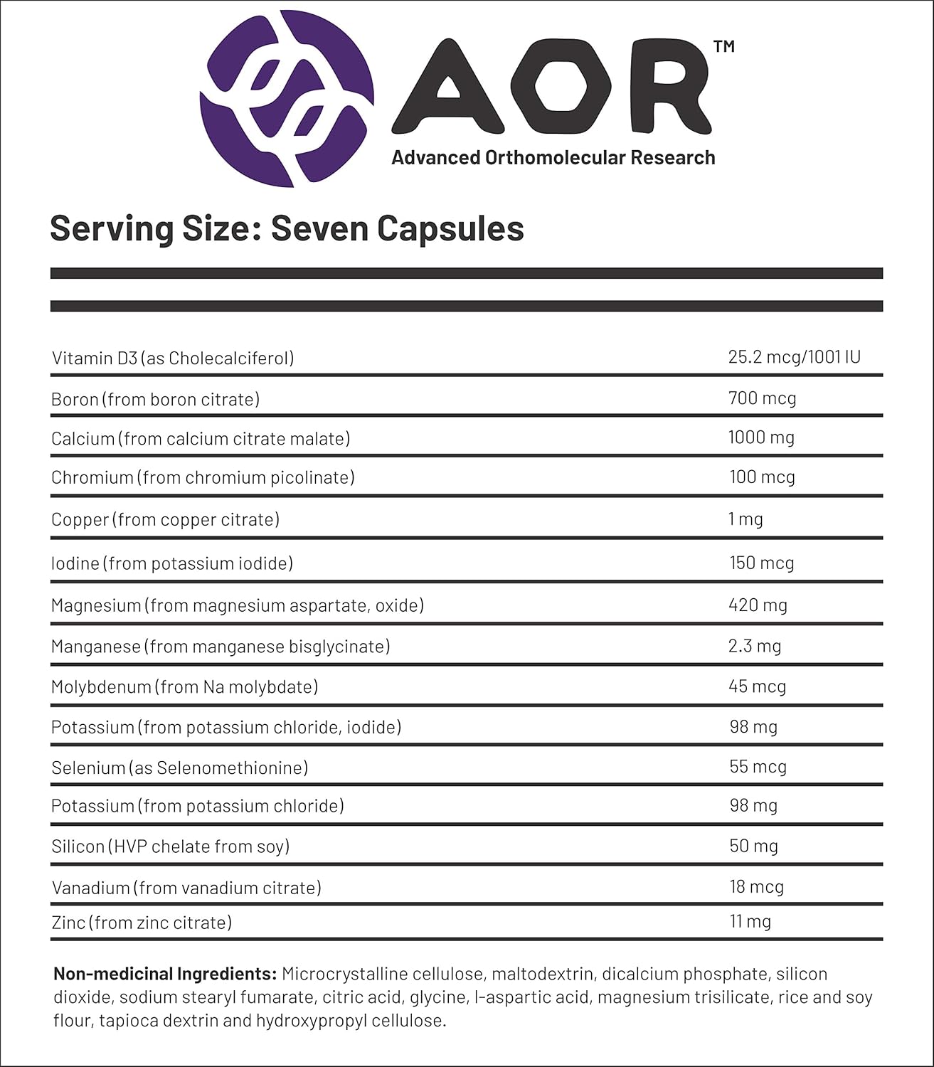 AOR Ortho Minerals - 210 capsules - Minerals