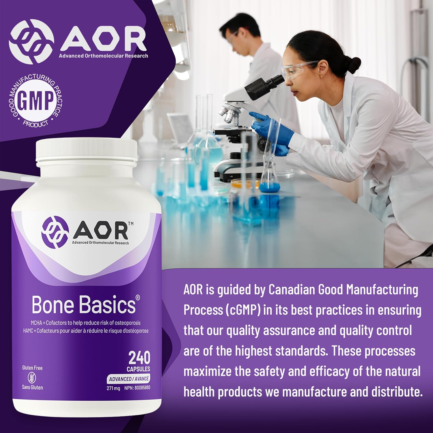 AOR Bone Basics 271mg - 240 capsules - Bone Support