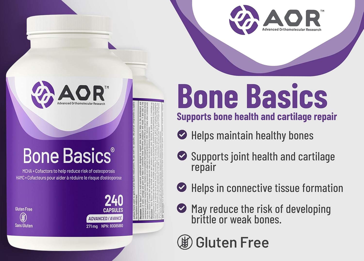 AOR Bone Basics 271mg - 240 capsules - Bone Support