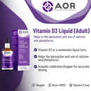 AOR Liquid Vitamin D3 Drops 1000 IU for Adults - 100ml - Vitamin D