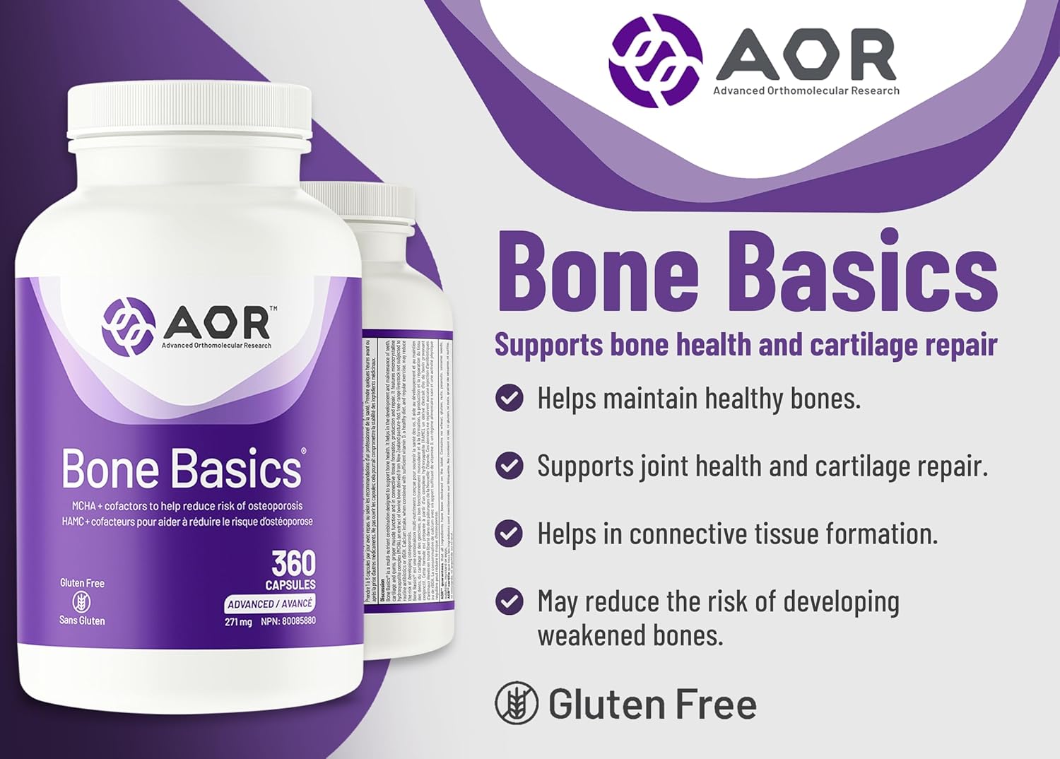 AOR Bone Basics 271mg - 120 capsules - Bone Support