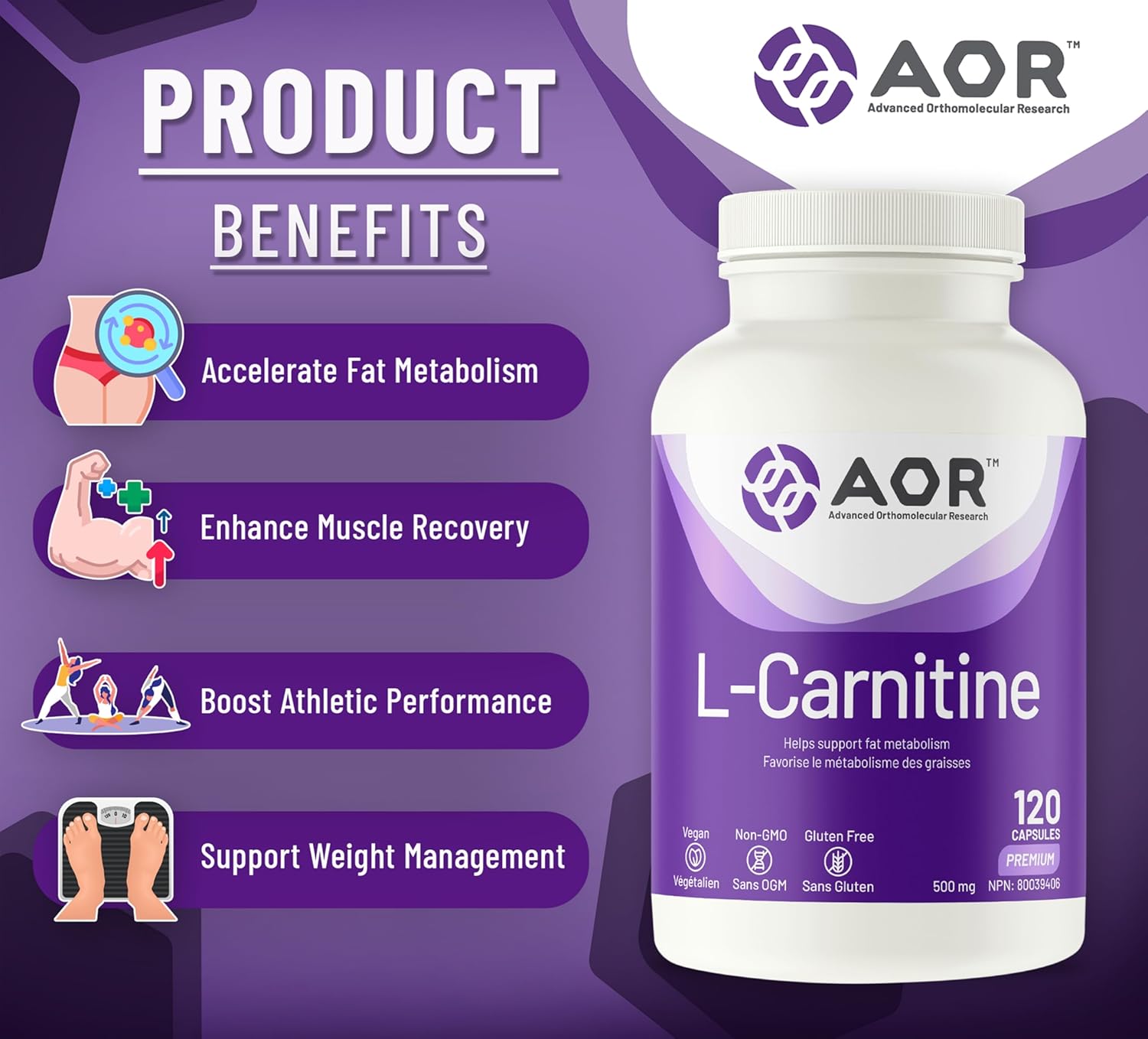 AOR L-Carnitine - 120 capsules - Amino Acids
