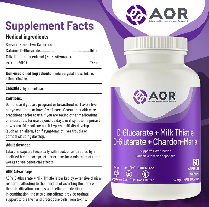 AOR D-Glucarate + Milk Thistle - 60 capsules - Herbals