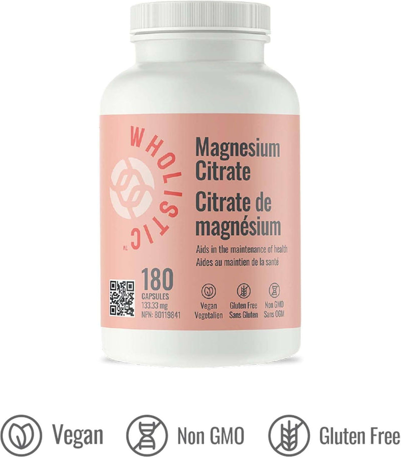 WHOLISTIC Magnesium Citrate - 180 Capsules - Magnesium