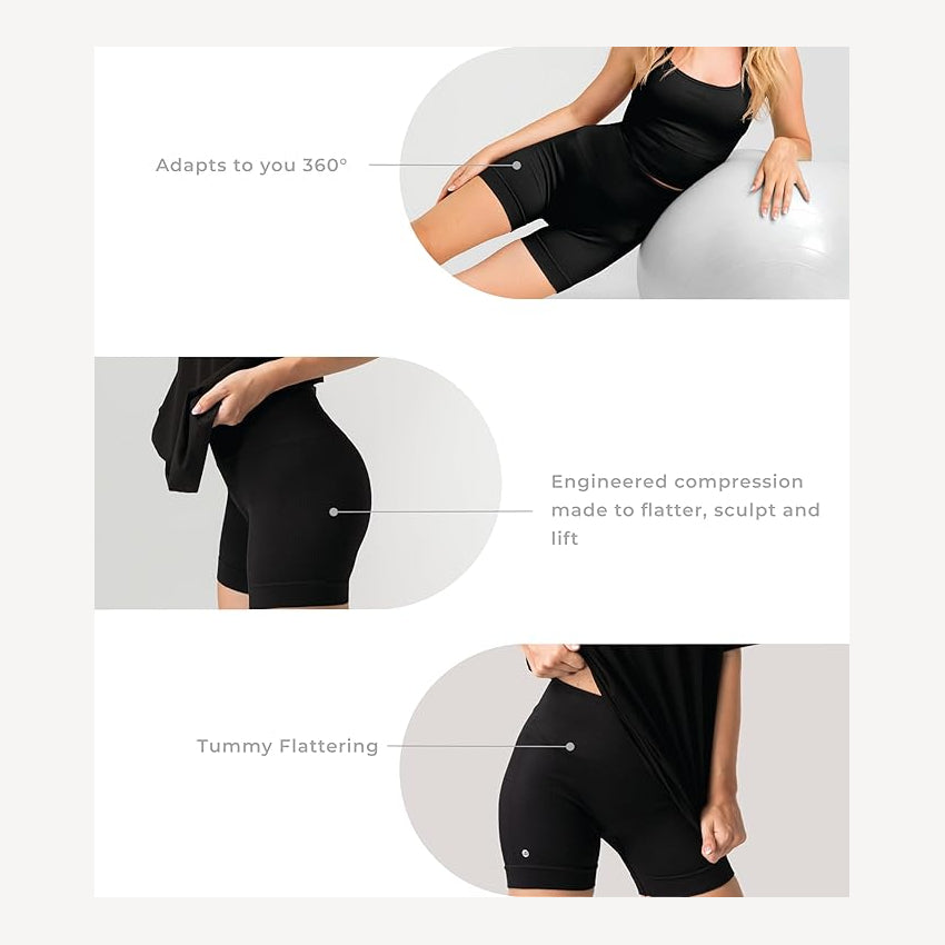 Aruki Women’s Seamless Biker Shorts - Jet Black L - Shorts