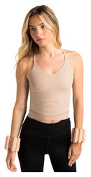 Aruki Women’s Seamless Short Ribbed Tank - Doeskin L - Tank Tops