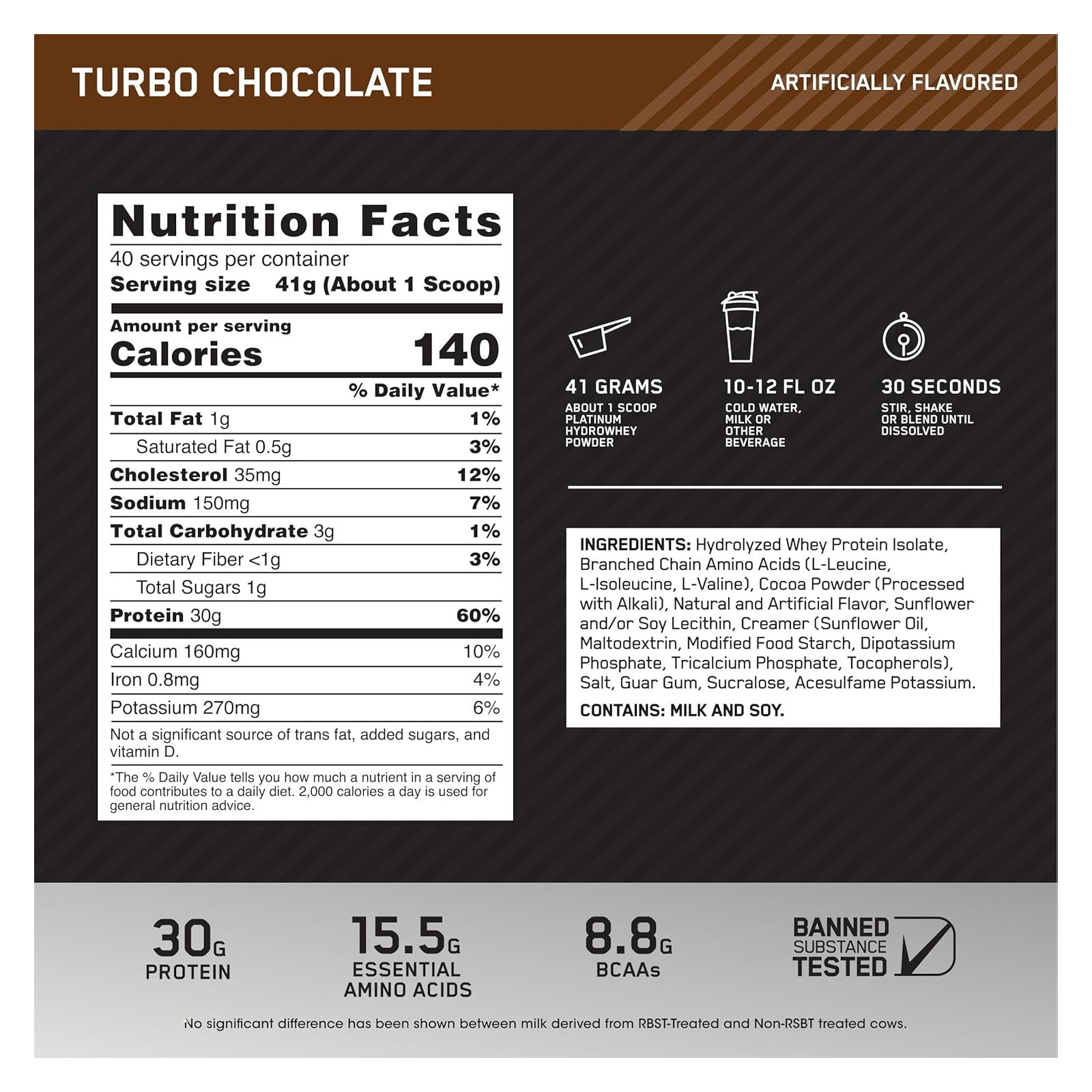 Optimum Nutrition Platinum HydroWhey Turbo Chocolate / 3.5lbs