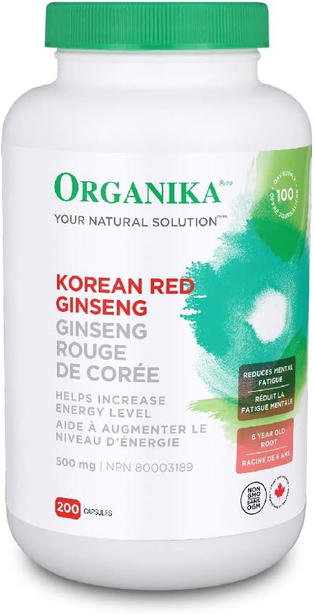 Organika Korean Red Ginseng 500mg - 200 capsules - Adaptogen