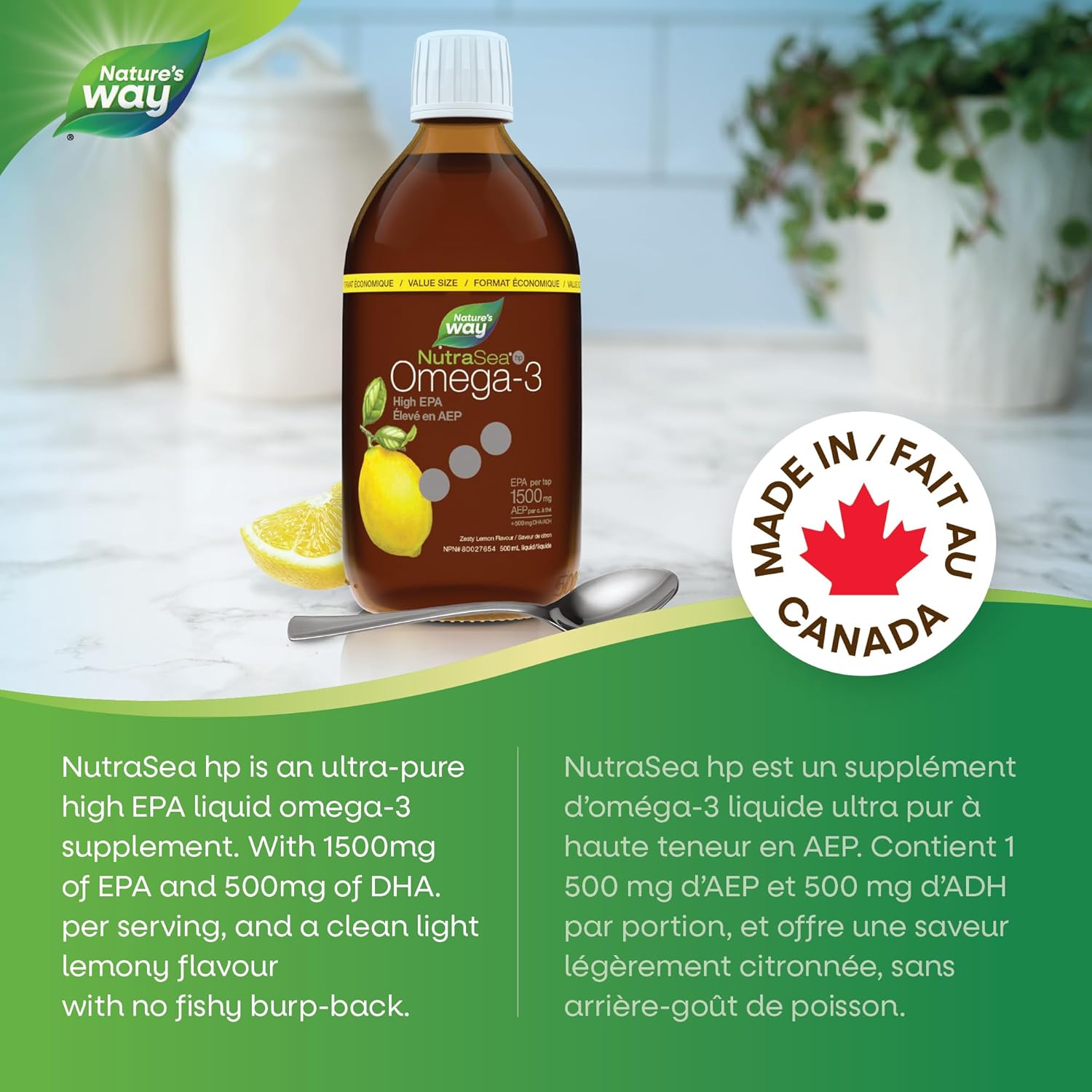 Nature's Way NutraSea Omega-3 High EPA - Lemon 500ml - - Omega 3