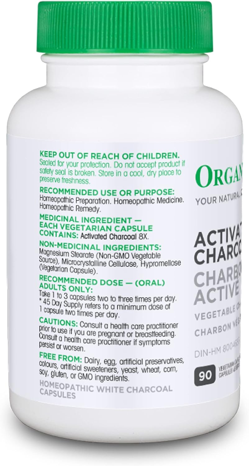 Organika ACTIVATED CHARCOAL 90 Vegetarian capsules