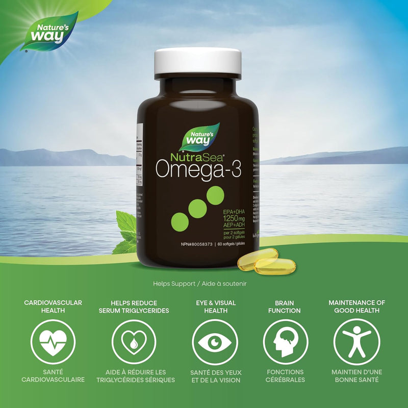 Nature's Way NutraSea Omega-3 Liquid Gels - 60 softgels Fresh Mint - - Omega 3