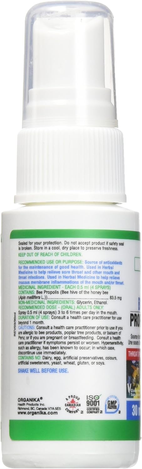 Organika Bee Propolis Throat Spray - Alcohol Base 30ml - Immune Support