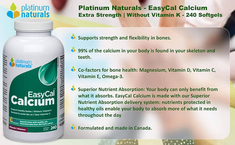 Platinum Naturals EasyCal Calcium - 240 softgels - Calcium