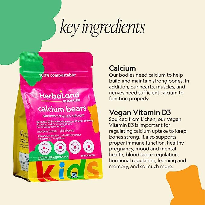 Herbaland Calcium bears (Calcium & D3 Gummies For Kids)