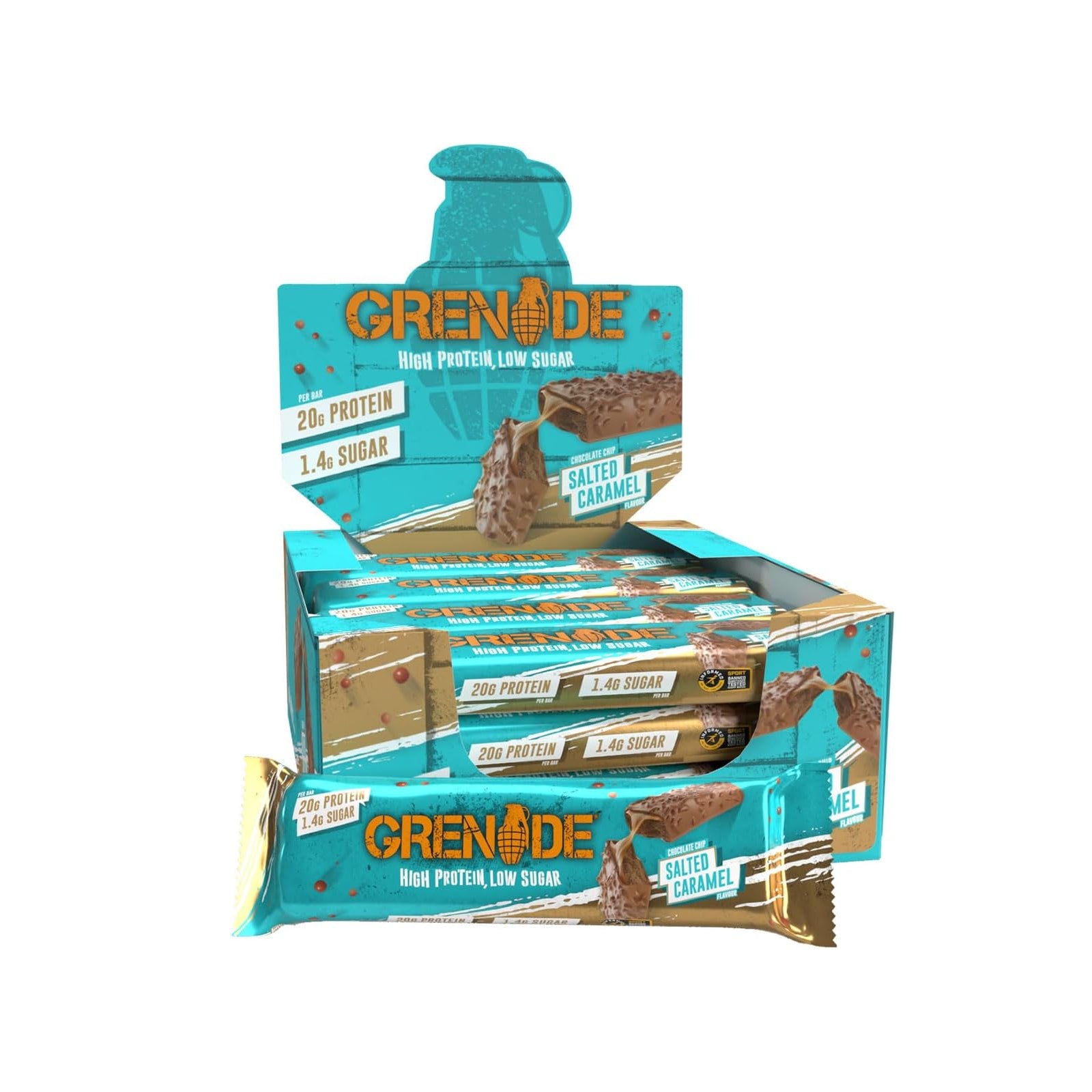 Grenade Protein Bars Chocolate Chip Salted Caramel / Pack of 12