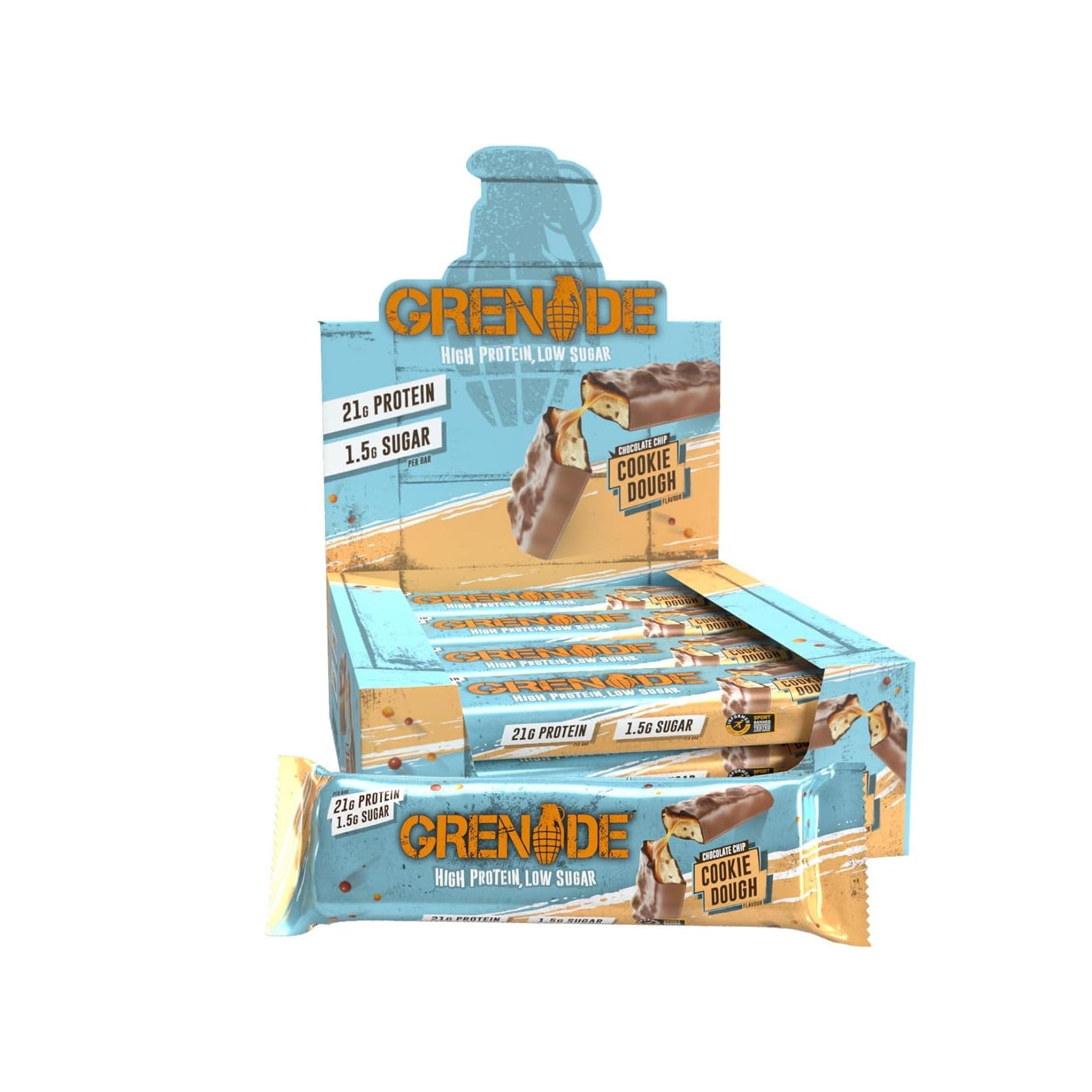 Grenade Protein Bars Chocolate Chip Cookie Dough / Pack of 12