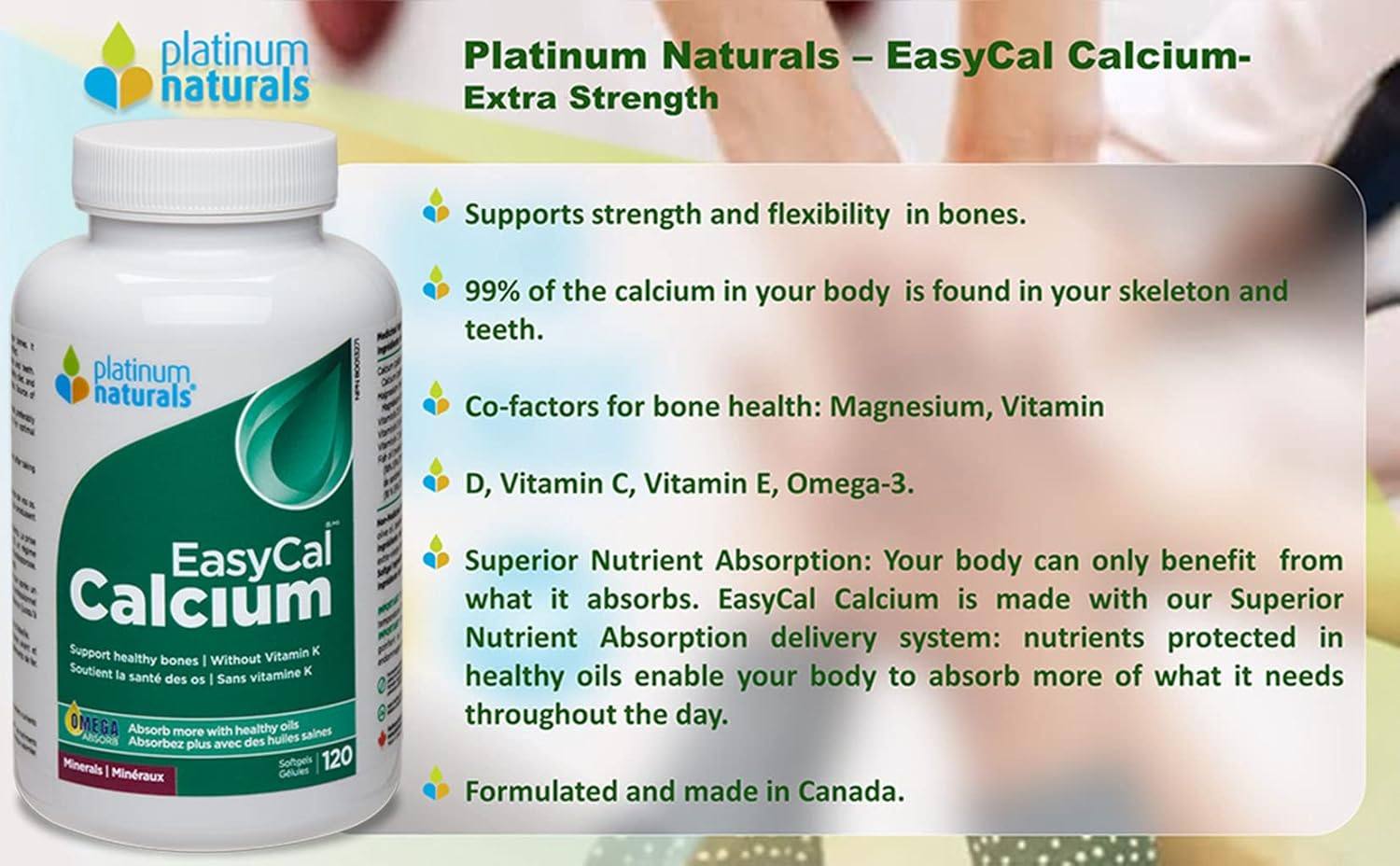 Platinum Naturals EasyCal Calcium - 120 softgels - Calcium