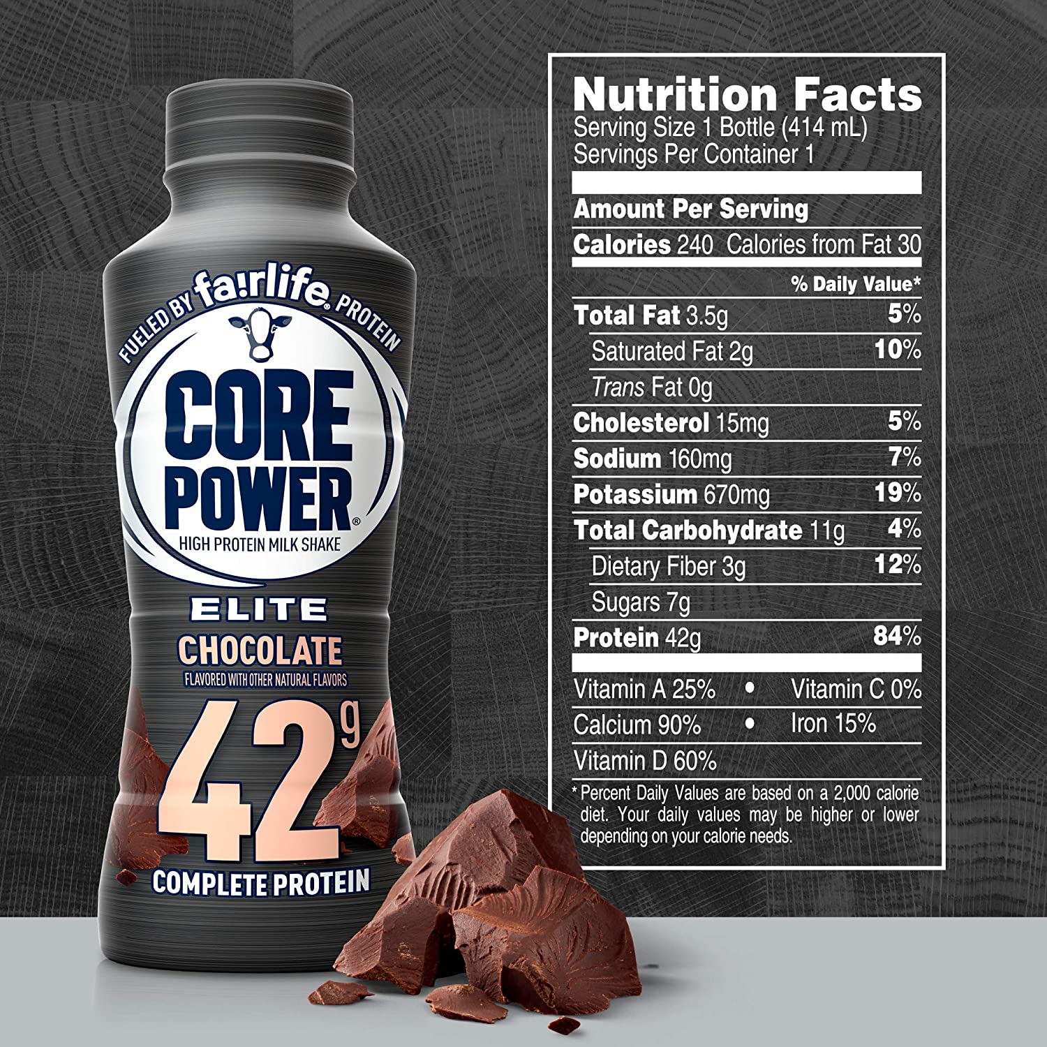 Fairlife Core Power (42g) High Protein Shake, Elite Chocolate / 414ml, Pack of 12, Nutrition facts, SNS Health, Sports Nutrition