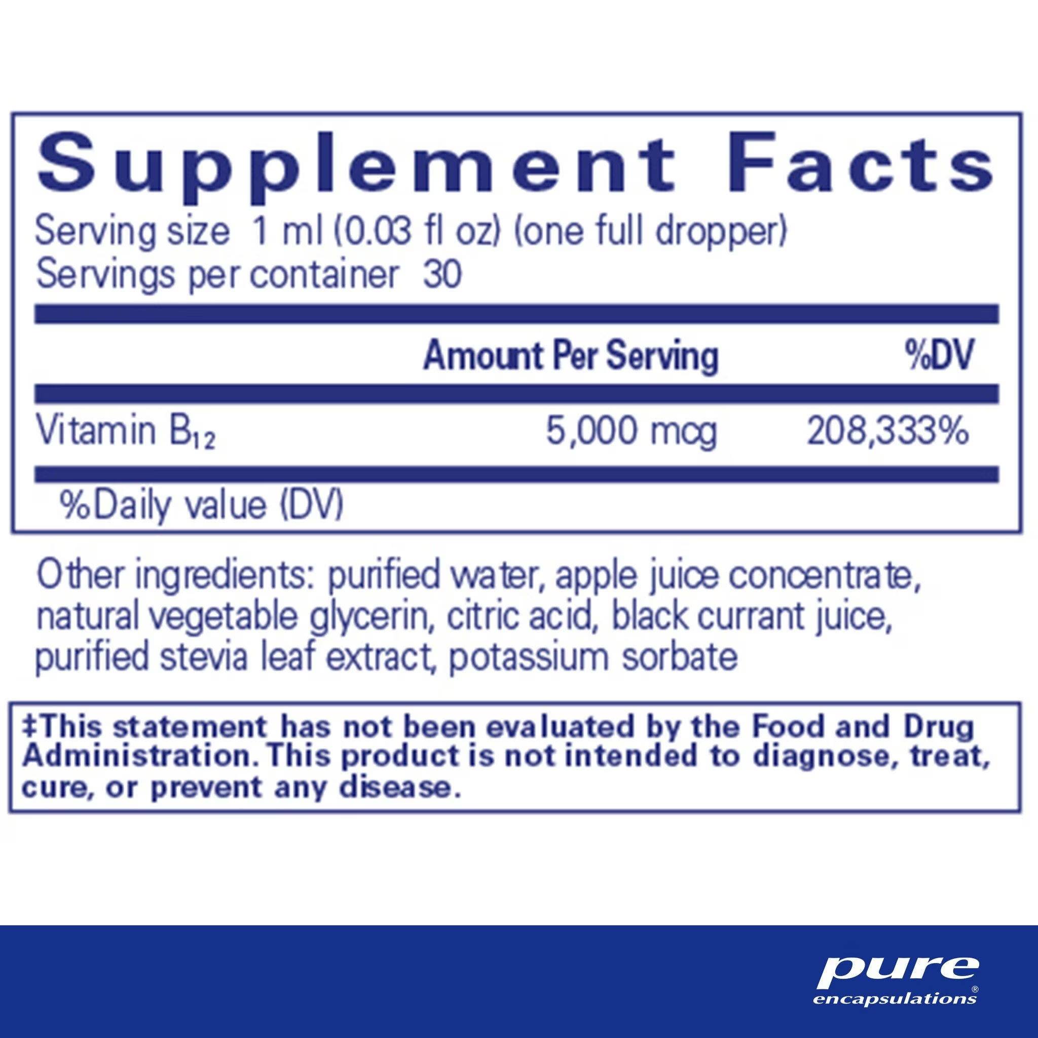 Pure Encapsulations B12 5000 liquid  30mL