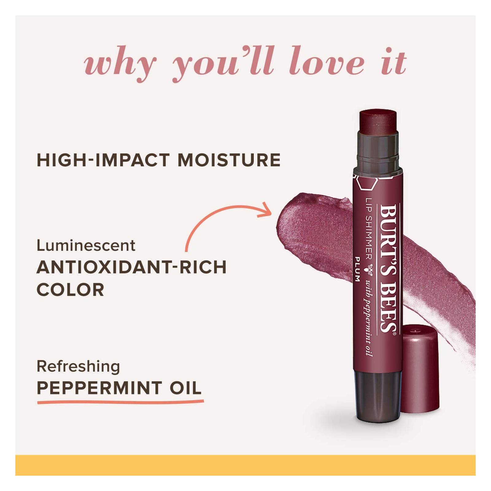 Burt's Bees Lip Shimmer - Plum - Skin Care