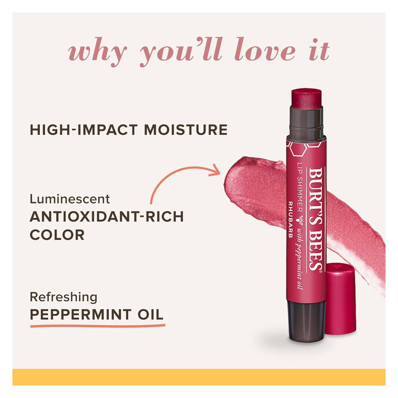 Burt's Bees Lip Shimmer - Rhubarb - Skin Care