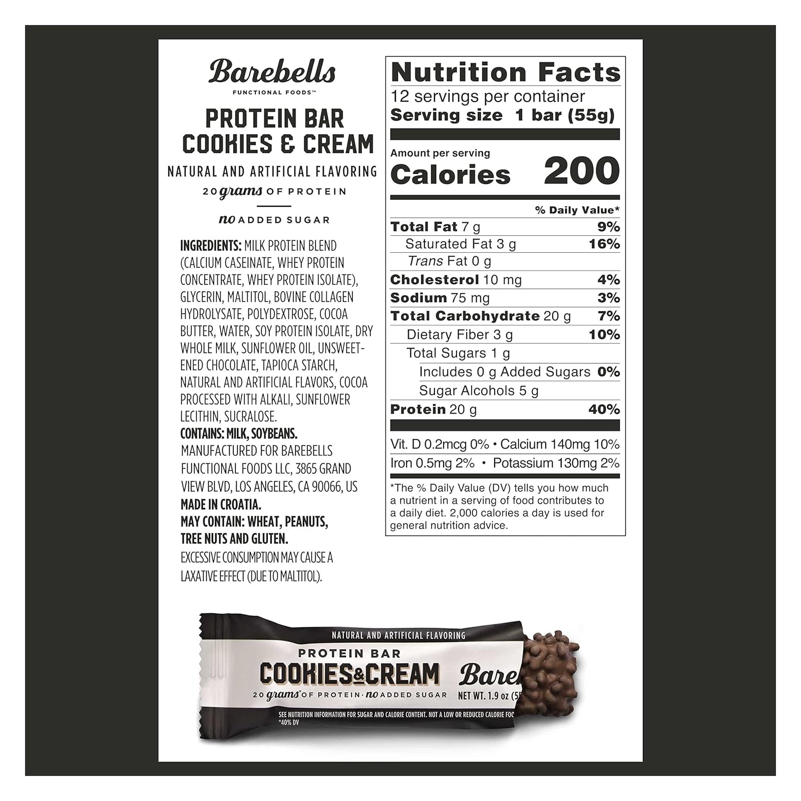 Barebells Protein Bars - Cookies & Cream Single bar - Protein snacks